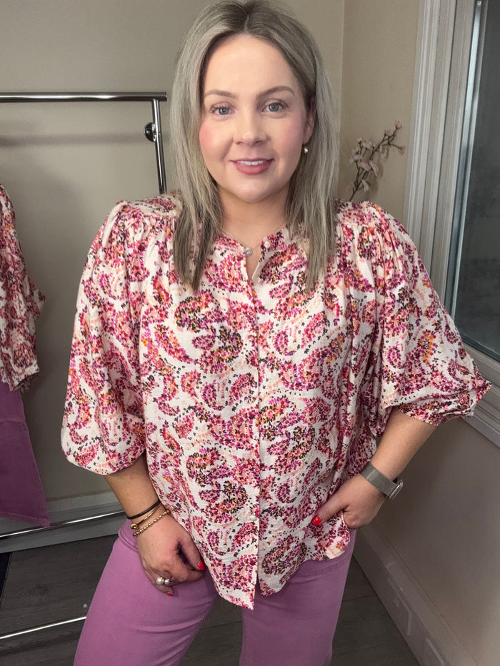 Grace & Mila Vezia Floral Printed Oversized Blouse 