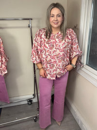 Toxik Highwaisted Candy Pink Wide Leg Culotte Jeans