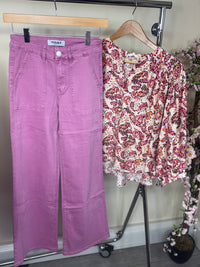 Toxik Highwaisted Candy Pink Wide Leg Culotte Jeans
