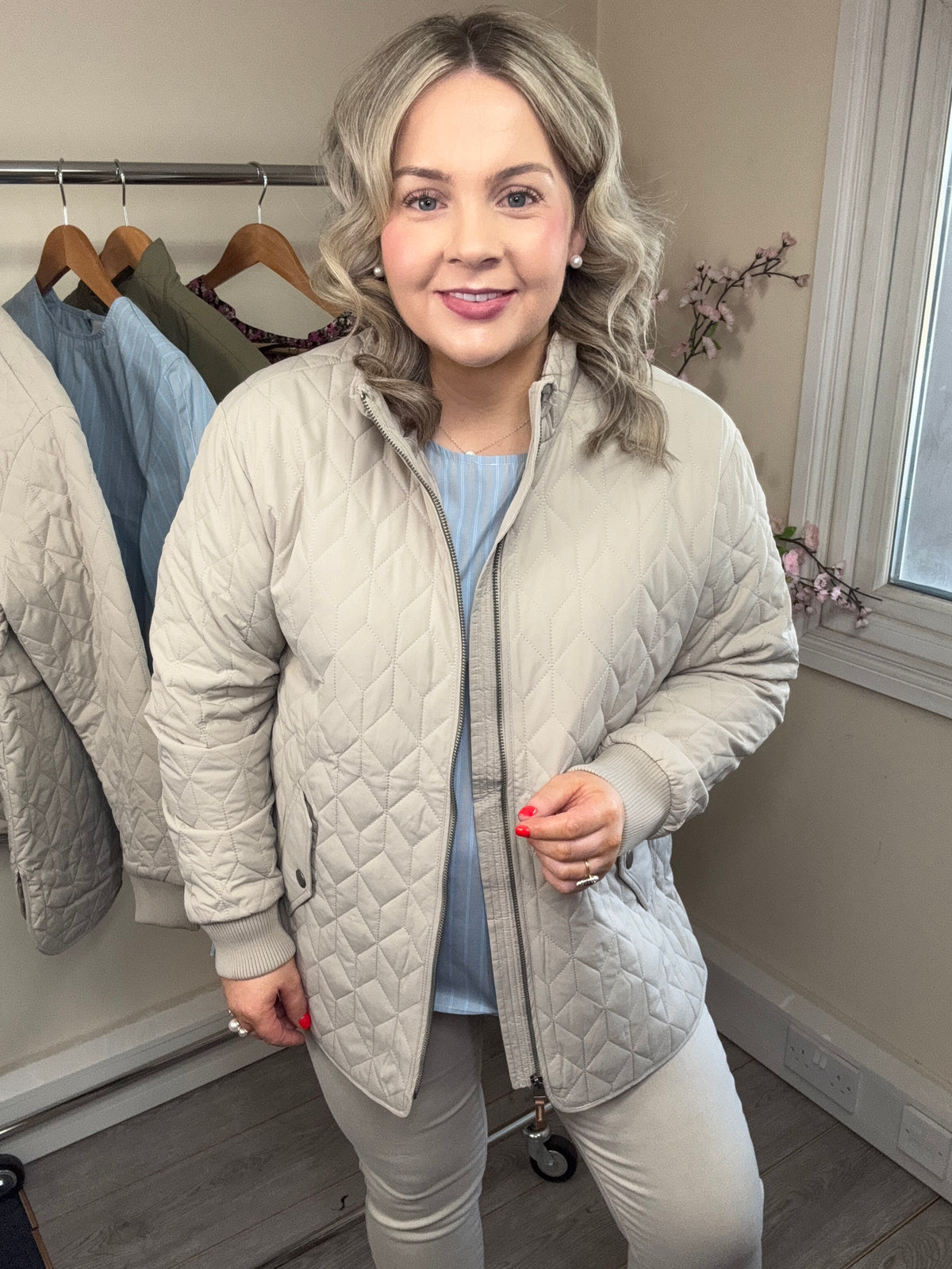 Kaffe KaLeila Dusky Green Quilted Jacket, 10511122