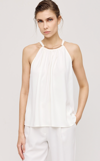 Access Fashion Off White Halter-neck Top with Metallic Detail, 43-2104