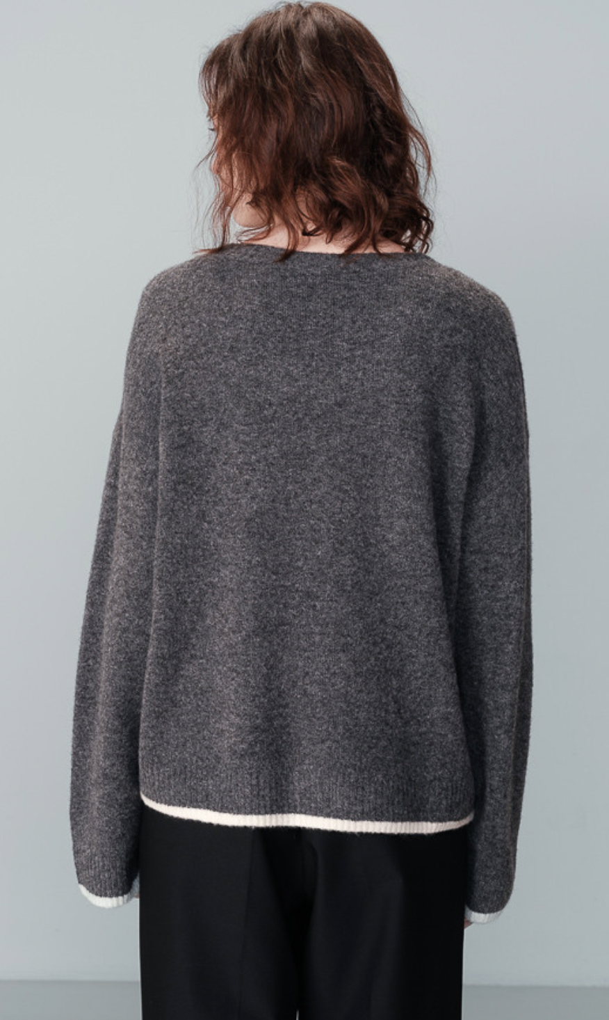 Grace & Mila Grey Oversized Embroidered Heart Knit