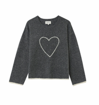 Grace & Mila Grey Oversized Embroidered Heart Knit