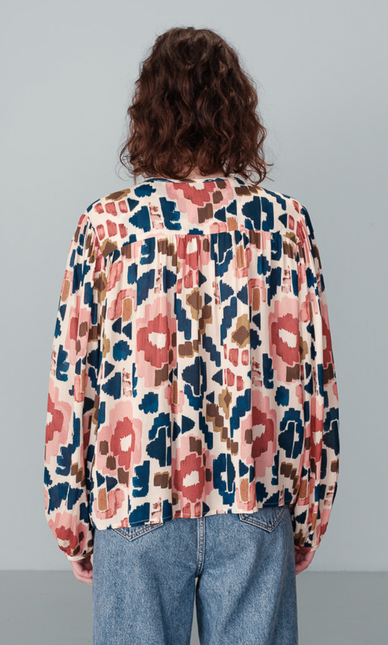 Grace & Mila Noelene Floral Printed V-Neck Blouse