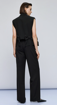 Access Fashion Black Sleeveless Jacket with Bows, 54-1012