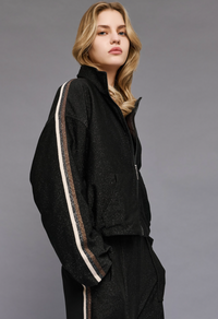 Access Fashion Black Lurex Reversible Sports Luxe Bomber