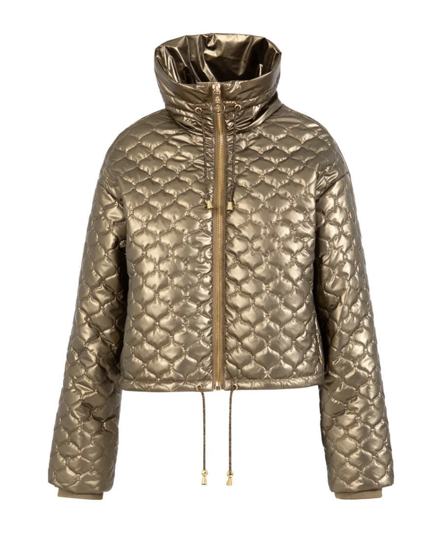 Coster Copenhagen Metallic Sand Quilted Cropped Oversized Jacket
