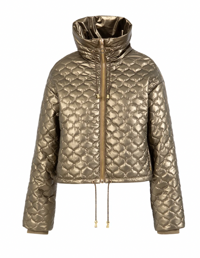 Coster Copenhagen Metallic Sand Quilted Cropped Oversized Jacket