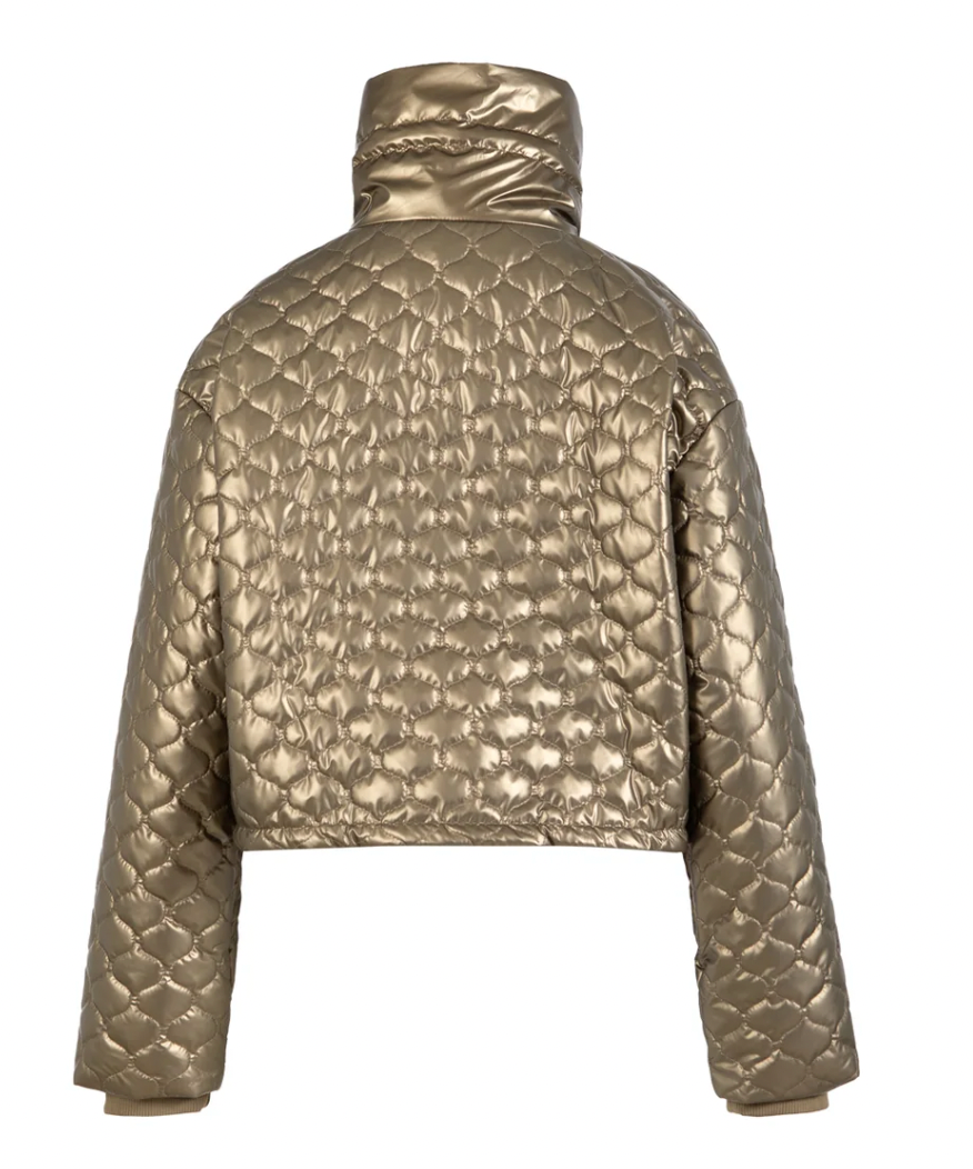 Coster Copenhagen Metallic Sand Quilted Cropped Oversized Jacket