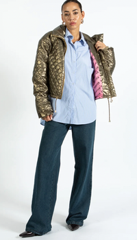Coster Copenhagen Metallic Sand Quilted Cropped Oversized Jacket