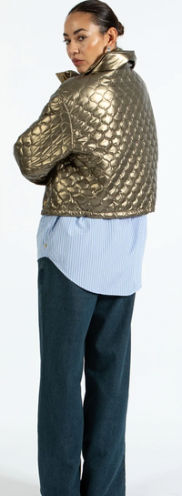 Coster Copenhagen Metallic Sand Quilted Cropped Oversized Jacket
