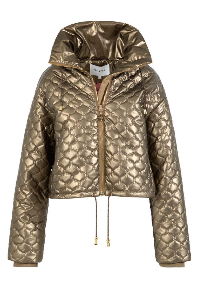 Coster Copenhagen Metallic Sand Quilted Cropped Oversized Jacket