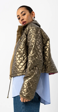 Coster Copenhagen Metallic Sand Quilted Cropped Oversized Jacket
