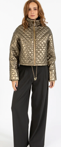 Coster Copenhagen Metallic Sand Quilted Cropped Oversized Jacket
