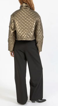 Coster Copenhagen Metallic Sand Quilted Cropped Oversized Jacket