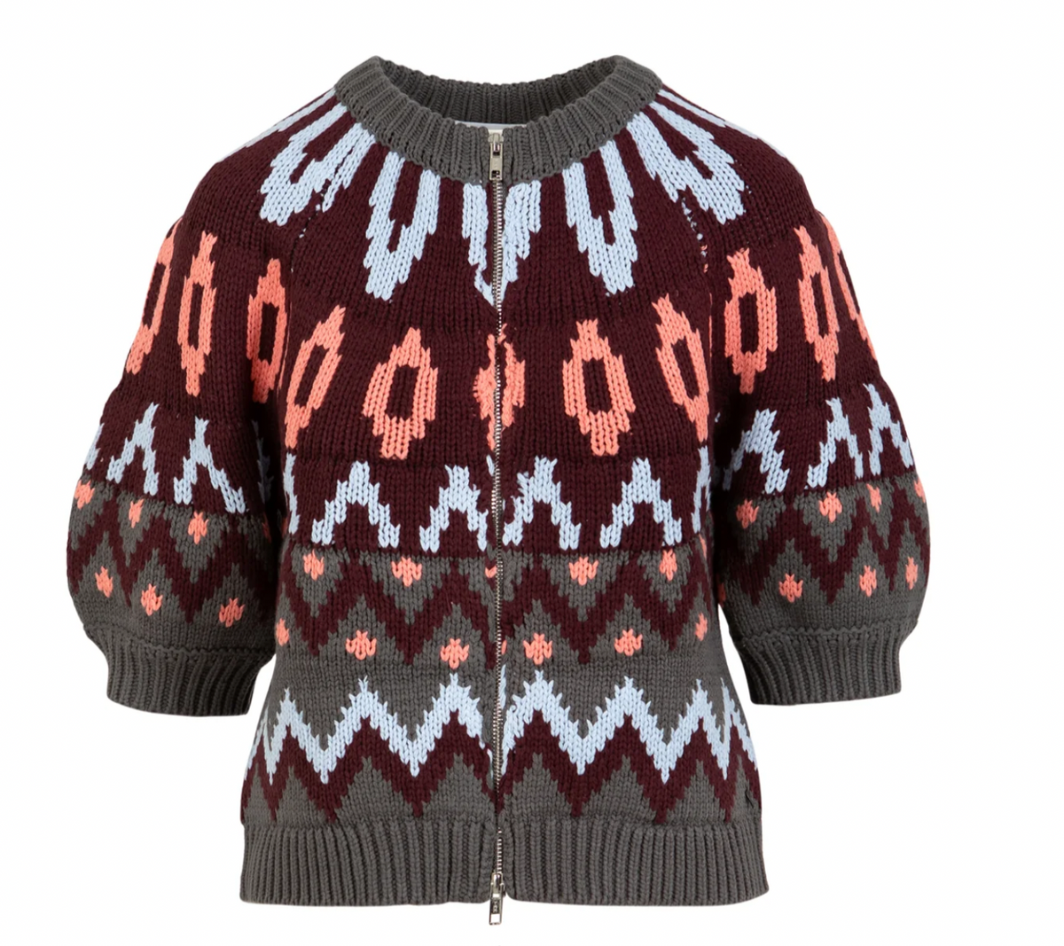 Coster Copenhagen Burgundy Knitted Zipped Cardigan Jacket