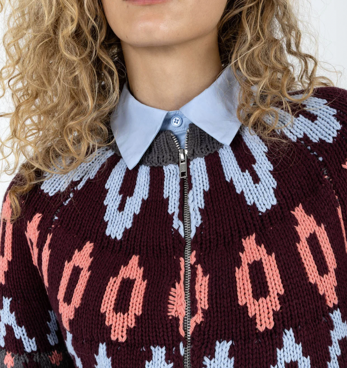 Coster Copenhagen Burgundy Knitted Zipped Cardigan Jacket