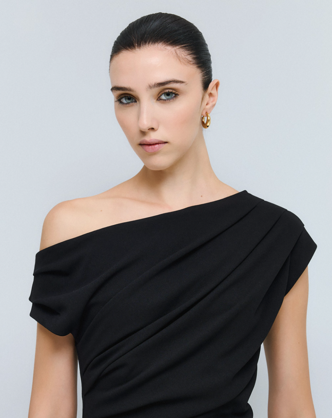 Access Fashion Black Pencil Dress with Ruched Detailing