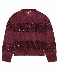 Garcia Scarlet Burgundy Sequin Stripe Supersoft Knit