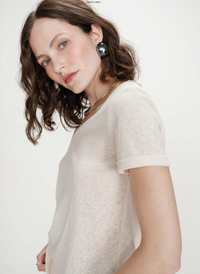 Grace & Mila Vasco Almond Lurex V-Neck T-Shirt