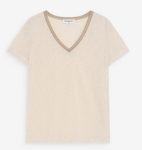 Grace & Mila Vasco Almond Lurex V-Neck T-Shirt
