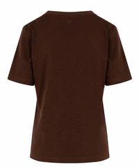 Coster Copenhagen Chocolate T-Shirt with Baby Pink Embroidered Cherry, 261-1500H