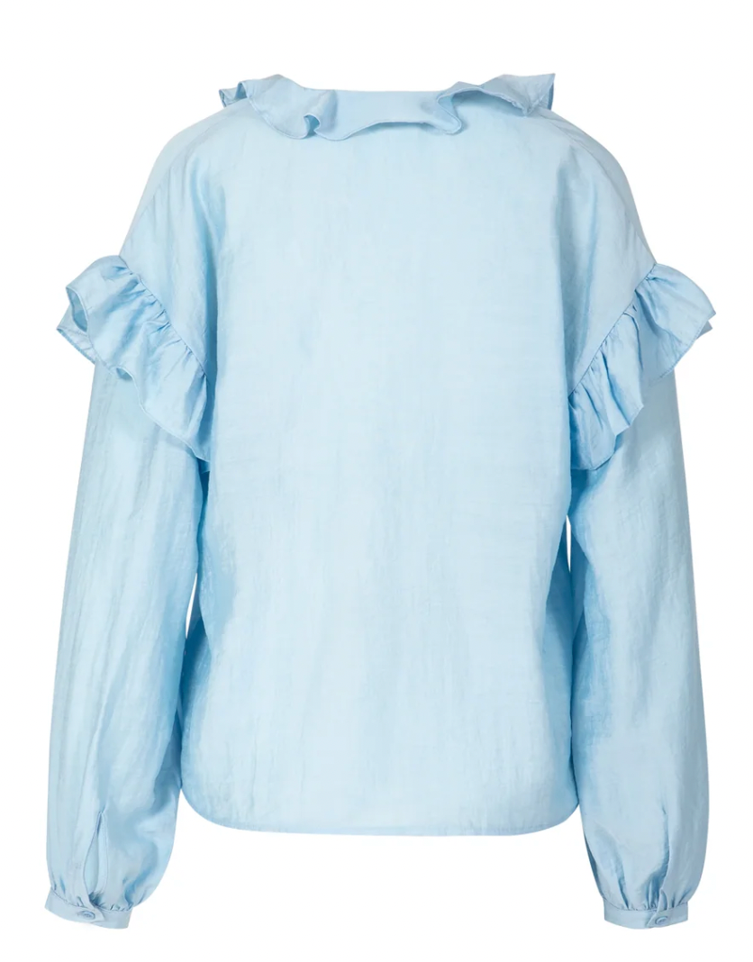 Coster Copenhagen Baby Blue Frill V-Neck Frill Blouse, 261-1296