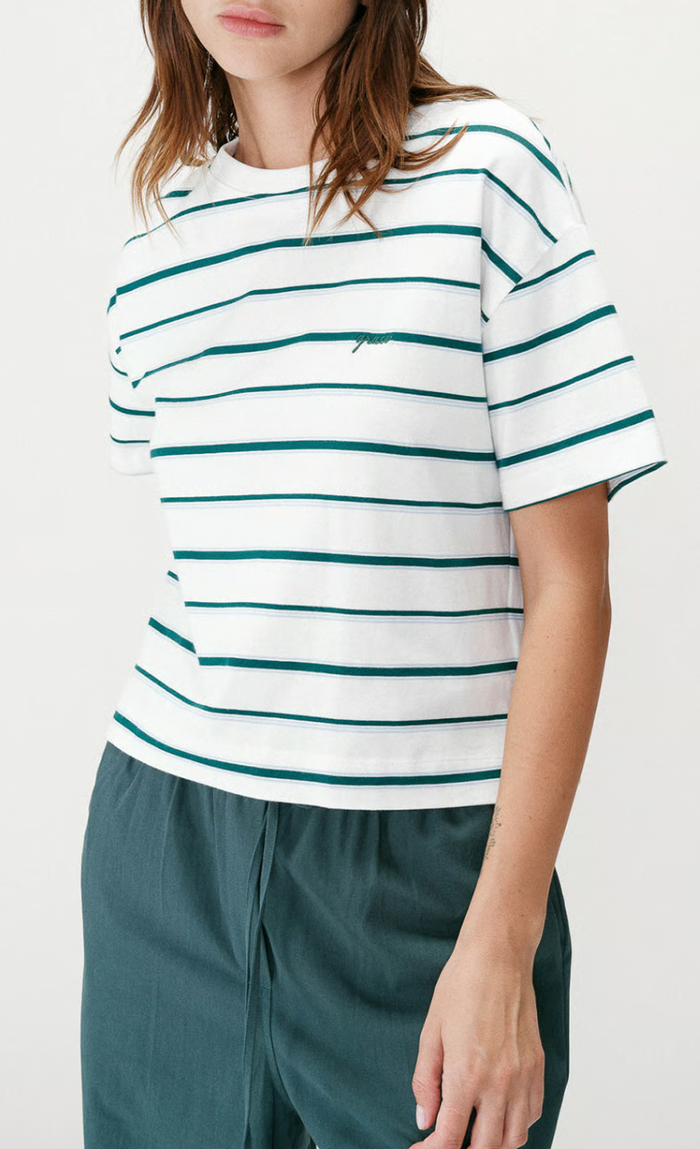 Grace & Mila Welson Green Striped T-Shirt