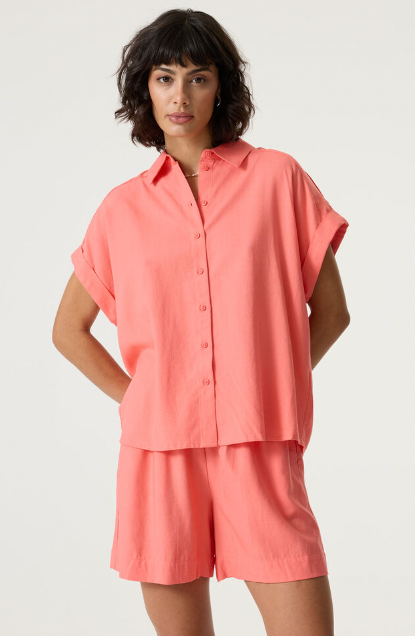 Garcia Coral Crush Linen Oversized Blouse, Q260032
