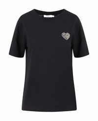 Coster Copenhagen Ultimate Basic Black T-Shirt with Beaded Heart Patch