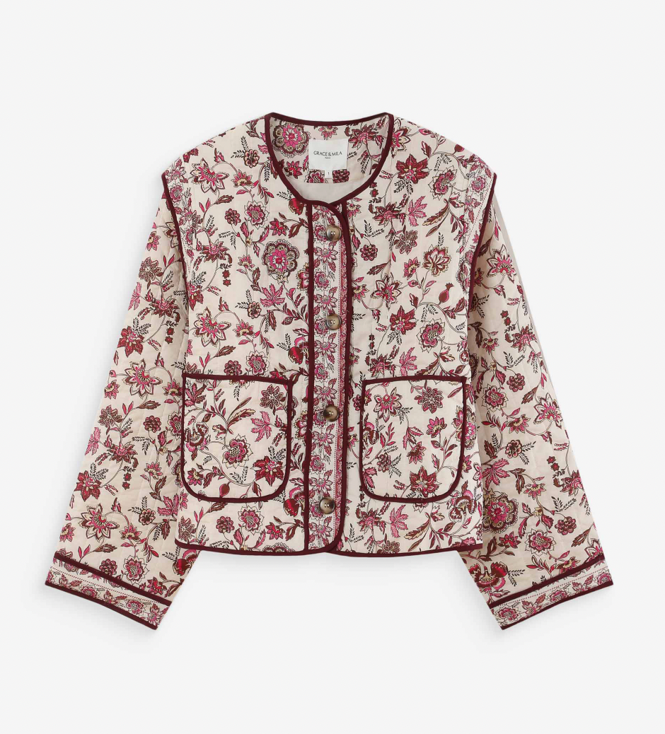Grace & Mila Vahina Fleur Printed Quilted Jacket