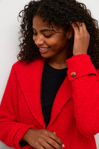 Kaffe Kaanne Fiery Red Boucle Single Breasted Coat, 10506924