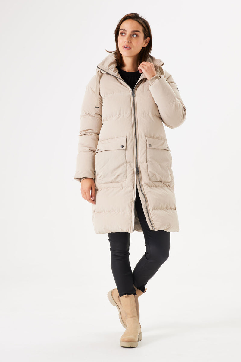 Garcia Ultimate Iconic Sandstone Puffa Coat with Fur Lined Hood, GJ400906