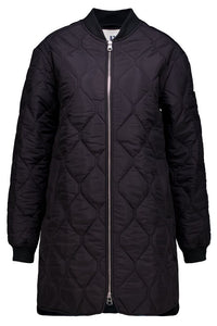Garcia Black Quilted Bomber Jacket with Button Detailing