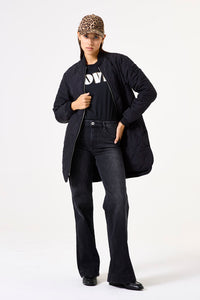 Garcia Black Quilted Bomber Jacket with Button Detailing