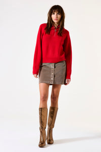 Garcia True Red Knitted Half Zip Jumper