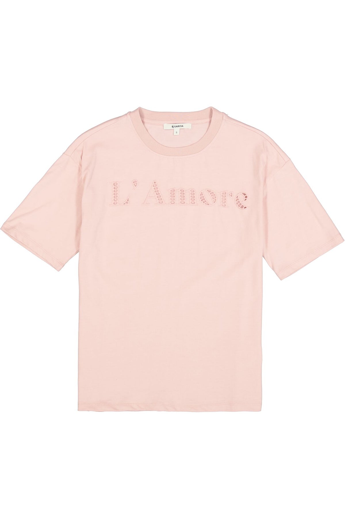 Garcia Dusky Pink Lace Logo 'L'Amore' T-Shirt, N260208