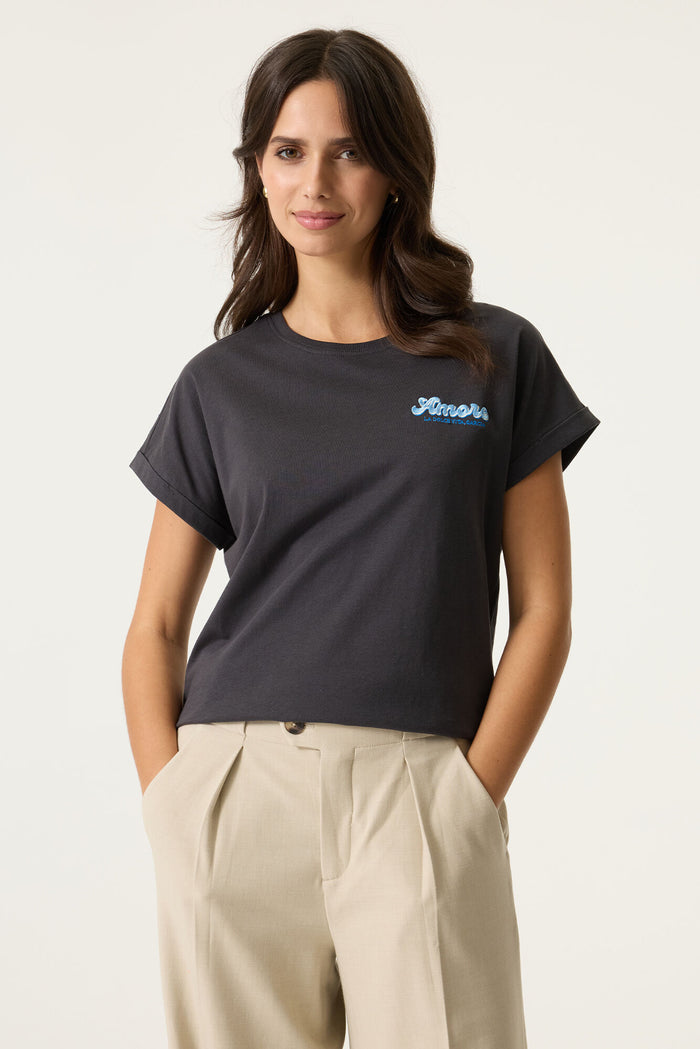 Garcia Anthracite Grey 'Amore' Logo T-Shirt, O260001