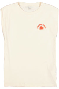 Garcia Cream Cap Sleeve Logo T-Shirt, P260209