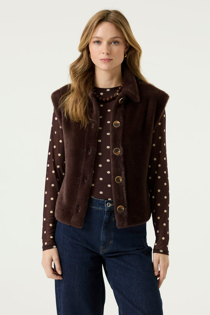 Garcia Hazel Bloom Faux Fur Gilet, T260293
