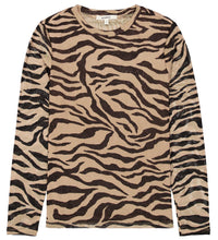Garcia Black/Stone Taupe Zebra Print Mesh Long Sleeve Top, U260011