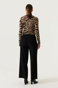 Garcia Black/Stone Taupe Zebra Print Mesh Long Sleeve Top, U260011