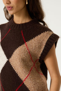Garcia Hazel Bloom Argyle Knitted Vest, U260048