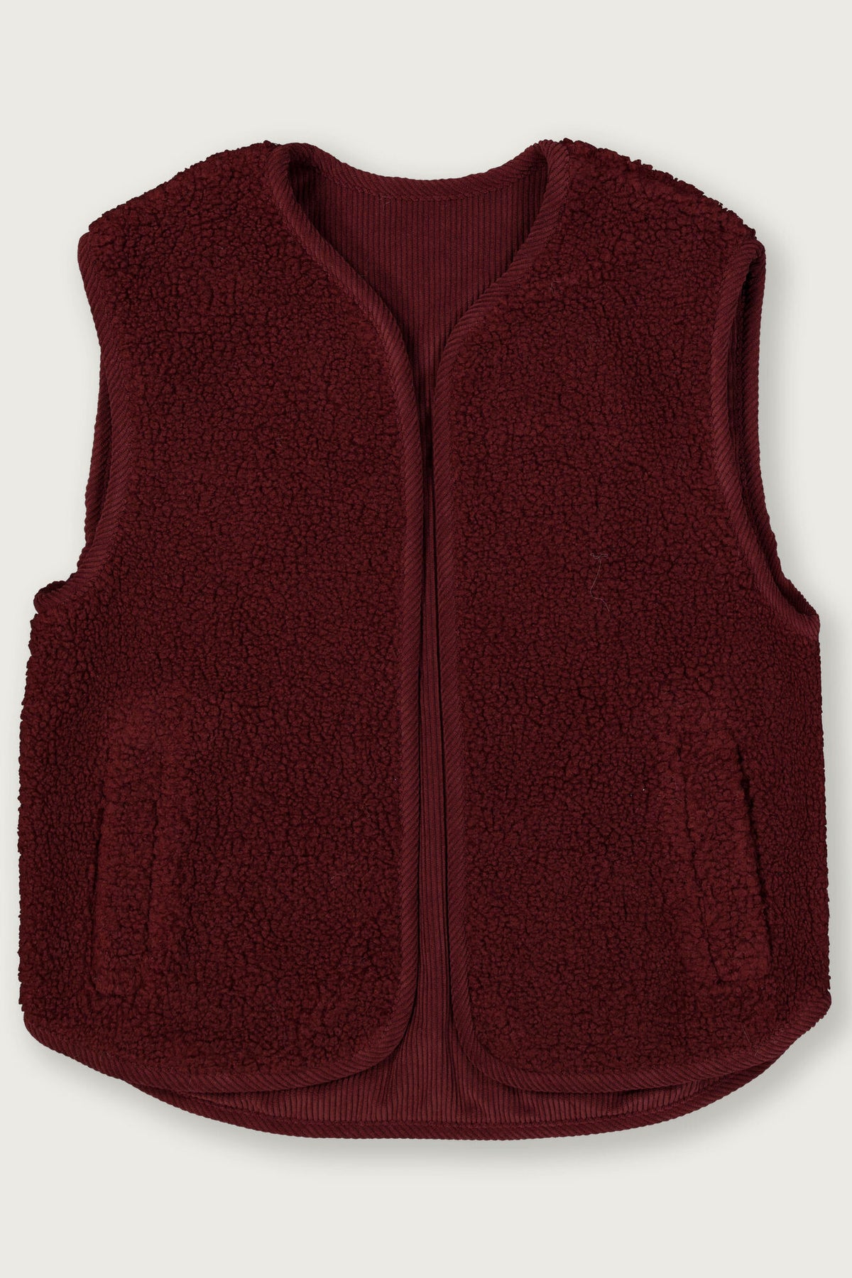 Garcia Rosewood Burgundy Reversible Teddy Fleece Gilet, V260295