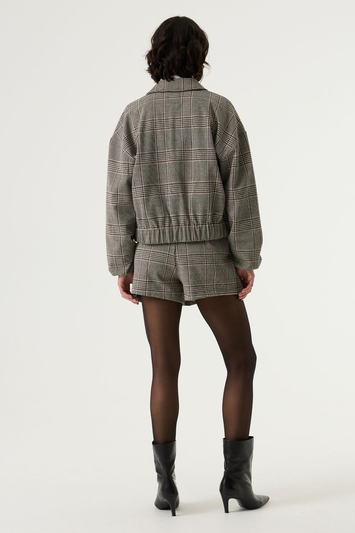 Garcia Burgundy Check Bomber Jacket