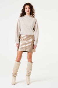 Garcia Beige Lurex Sweatshirt with Zip Detailing, V40261