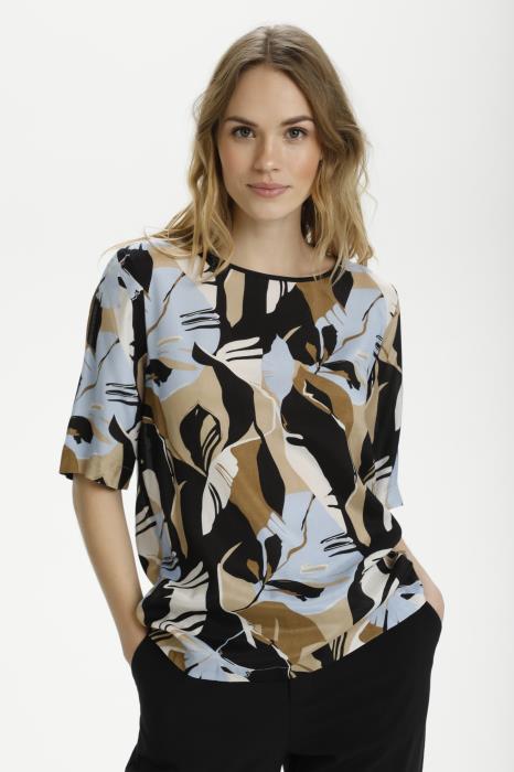 Kaffe Kaimana Blue Leaf Print Blouse freeshipping - Ruby 67 Boutique